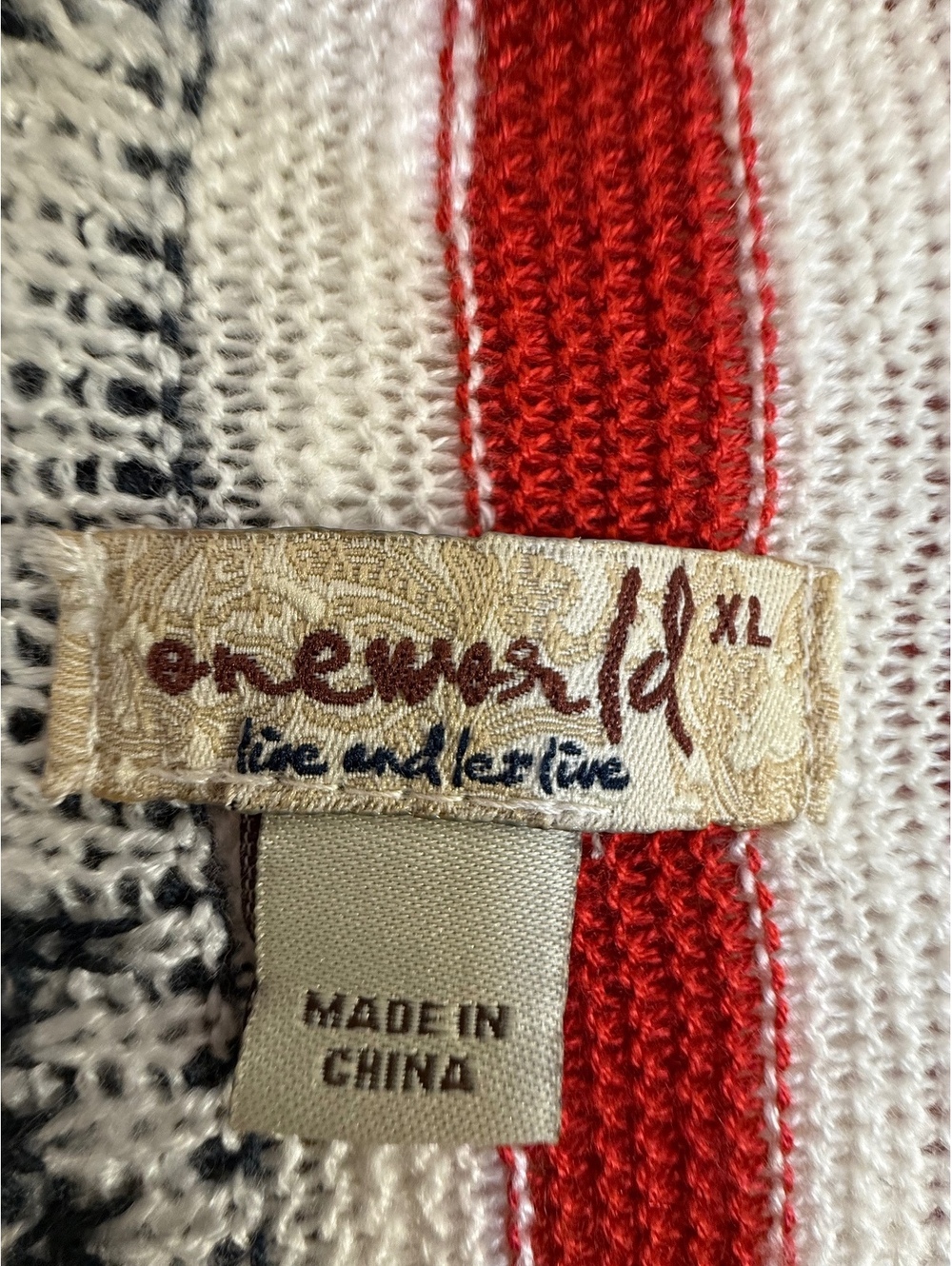 One World XL Knit Vest American Flag Pattern Sleeveless Cardigan - Picture 5 of 8